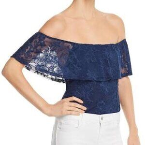 Band of Gypsies Lace Off Shoulder Summer Bodysuit Navy Blue Size M